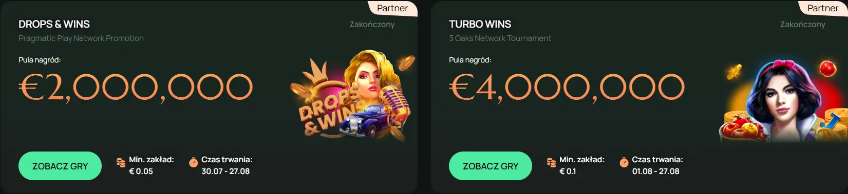 Ritzo turnieje: Drops & Wins €2,000,000 i Turbo Wins €4,000,000